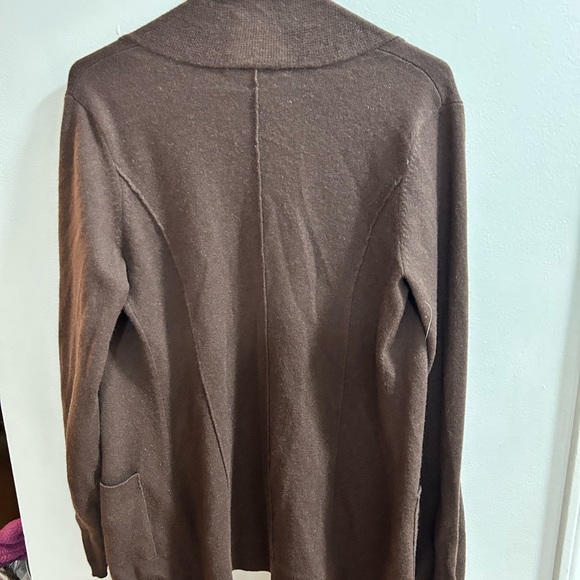 Kokun Cashmere Brown Open Front‎ Cardigan Sz Small - Picture 4 of 4